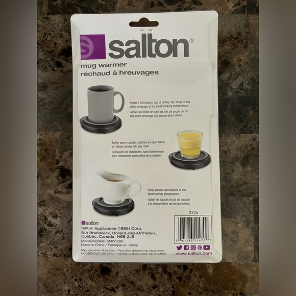 Salton Mug Warmer Black Coffee-Tea-Candle Hot Plate LED Light Home Gadget New - Picture 2 of 3
